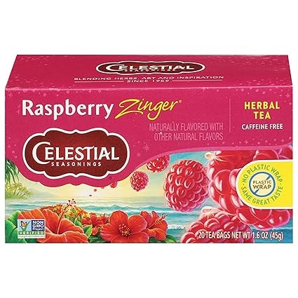 Celestial Seasonings Raspberry Zinger Herbal Tea, 20 Count