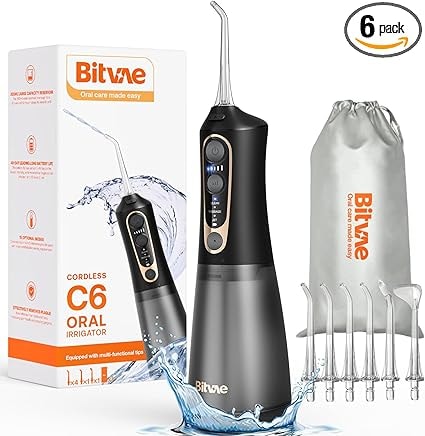 Bitvae C6 Water Dental Irrigator/Flosser Cleaner (Black)