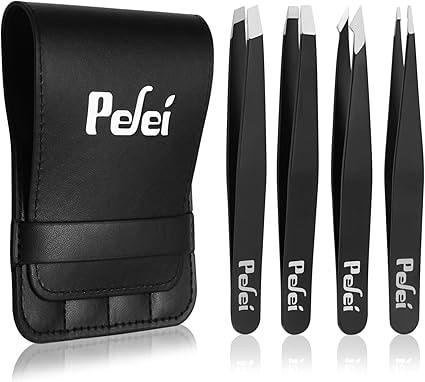 Pefei 4-Piece Stainless Steel Tweezer Set