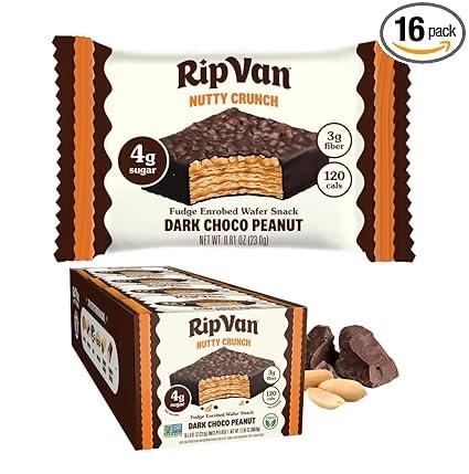 Rip Van Nutty Crunch Dark Chocolate Peanut Butter Wafer, 16-Count