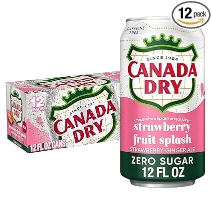 Canada Dry Fruit Splash Strawberry Ginger Ale Zero Sugar Soda