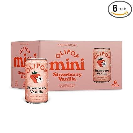 OLIPOP Minis Prebiotic Soda Pop, Strawberry Vanilla, 6-Pack