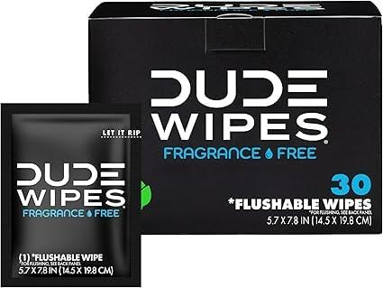 Dude Wipes Fragrance Free On-The-Go Flushable Personal Wipes - 30 Count