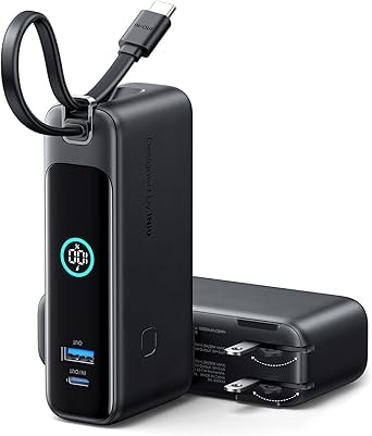 INIU 10000mAh 30W 3-in-1 Power Bank with Built-in USB-C Cable