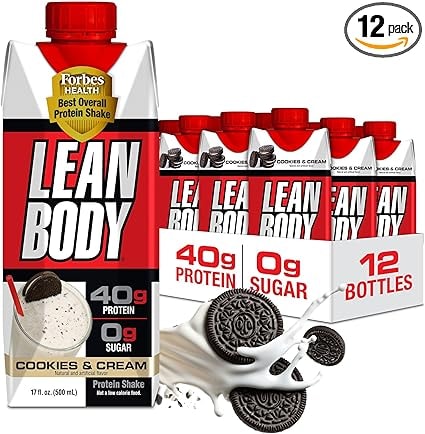 Labrada Lean Body 40g Protein Shake, Cookies & Cream, 17-Oz (12-Pack)
