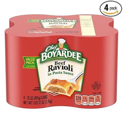 Chef Boyardee Beef Ravioli in Pasta Sauce, 15 Oz Cans (4-Pack)