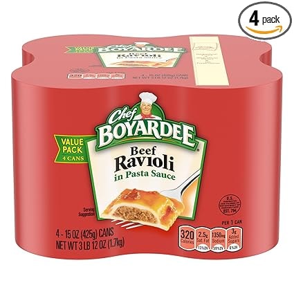 Chef Boyardee Beef Ravioli in Pasta Sauce, 15 Oz Cans (4-Pack)