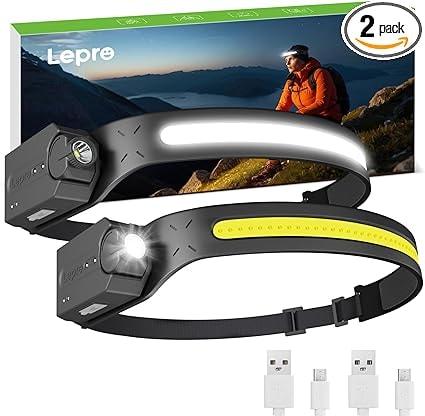 Lepro LED Rechargeable Motion Sensor Headlamp 2-Pack