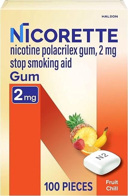 Nicorette 2mg Nicotine Quit Smoking Gum (Fruit Chill)
