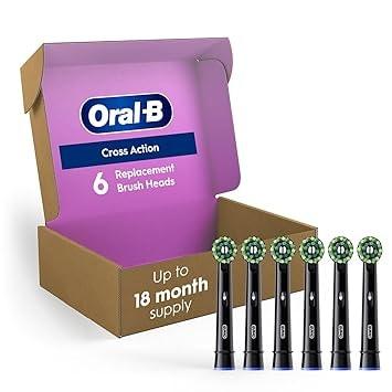 Oral-B CrossAction Replacement Brush Heads, 6-Count Black