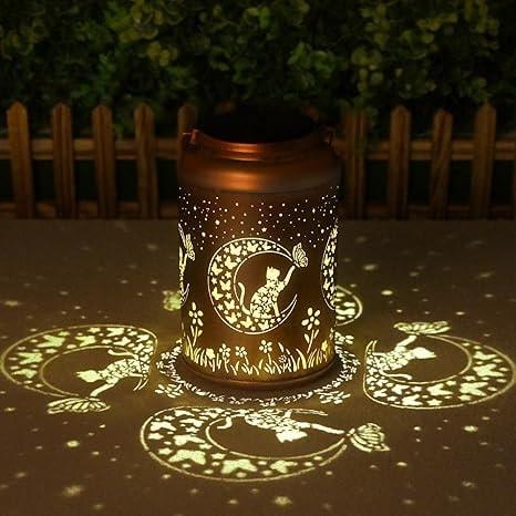Cawalap Metal Cat Solar Lantern Outdoor Garden Light