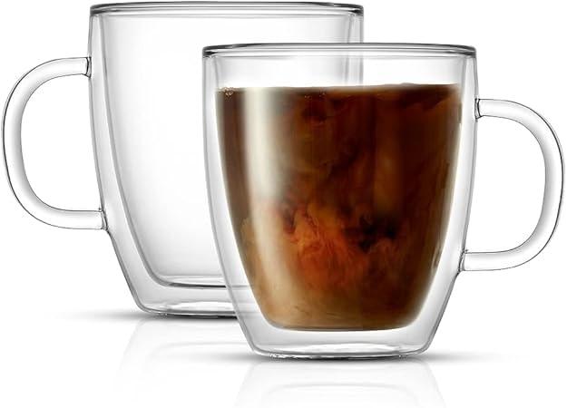 JoyJolt Savor Double Wall Insulated Glass Coffee Mugs