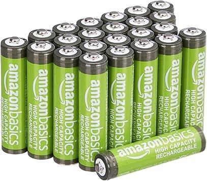 Amazon Basics Rechargeable AAA NiMH Batteries, 24-Pack