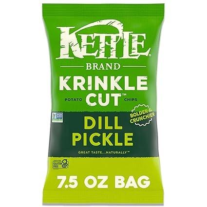 Kettle Brand Krinkle Cut Dill Pickle Potato Chips, 7.5 Oz
