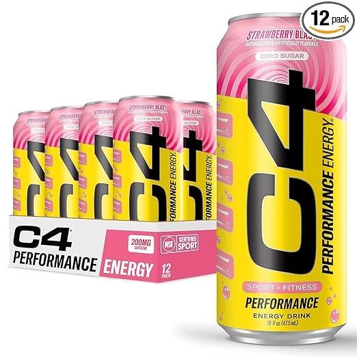 Cellucor C4 Performance Sugar Free Energy Drink, Strawberry Blast (12-Pack)