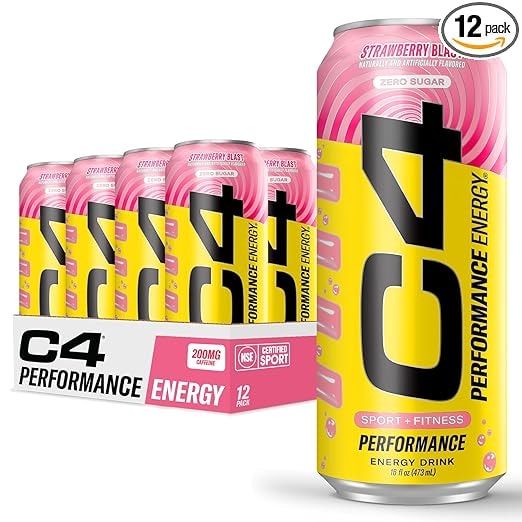 Cellucor C4 Performance Sugar Free Energy Drink, Strawberry Blast (12-Pack)