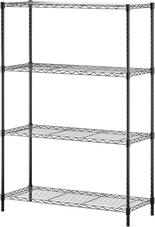 BestOffice 4-Shelf Adjustable Metal Wire Storage Rack - Black