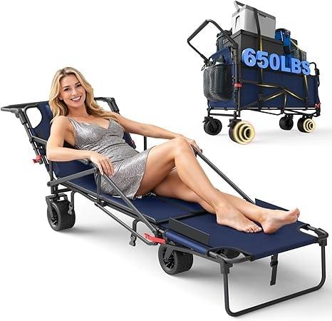 LEVELEVE Heavy Duty Folding Wagon 2-in-1 Collapsible Cart