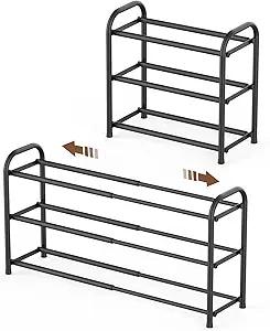 Gonfoam 3-Tier Expandable Metal Shoe Rack (Black)