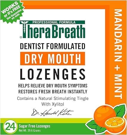 TheraBreath Dry Mouth Dentist Formulated Lozenges, Mandarin Mint - Image 1