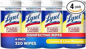 Lysol Disinfecting Wipes, Lemon & Lime Scent, 4 x 80 Count