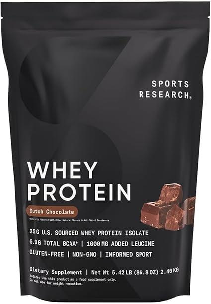 Sports Research Whey Protein Isolate Dutch Chocolate 5lb
