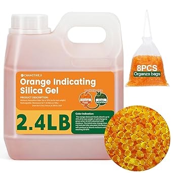 CHANGTIKEJI 2.4-lb Reusable Orange Indicating Silica Gel Desiccant Beads