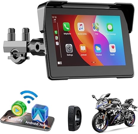 Accfly Motorcycle CarPlay Screen: 7" Touchscreen