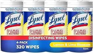 Lysol 4-Pack Disinfectant Wipes, Lemon & Lime Blossom