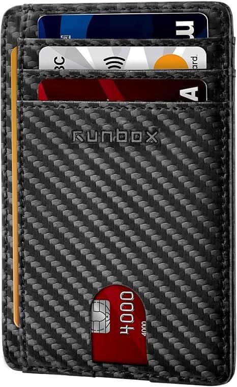 RUNBOX Slim Leather RFID Blocking Card Case Wallet