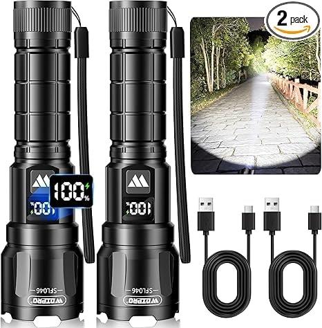 WdtPro SFL046 LED Rechargeable Flashlight 2-Pack