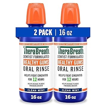 TheraBreath Healthy Gums Oral Rinse, Clean Mint, 2-Count 16-Oz