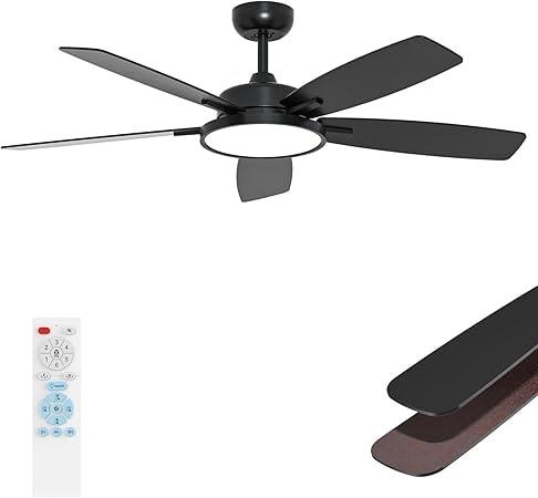 Roomratv 52" DC Ceiling Fan with Dimmable LED Light - Black