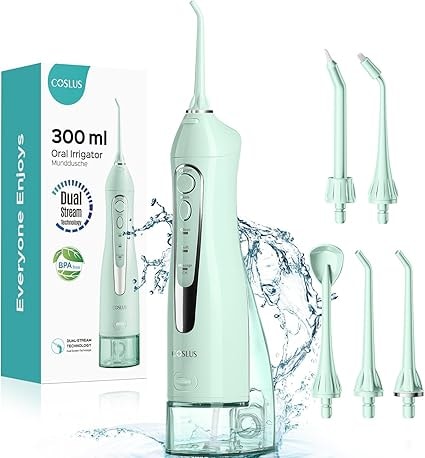 COSLUS 300ml Cordless Portable Rechargeable Water Flosser
