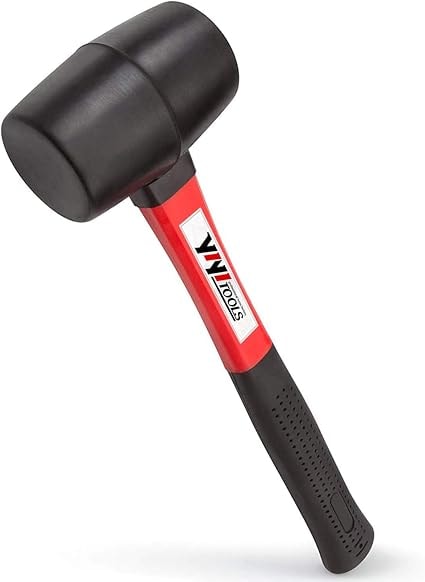 YIYITOOLS 16-Oz Rubber Mallet Hammer with Fiberglass Handle