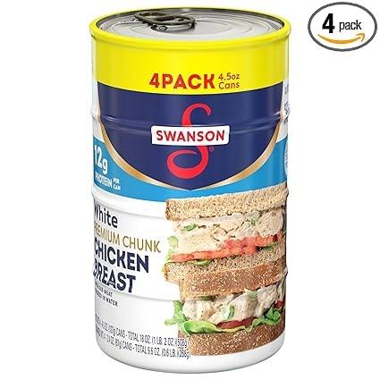 Swanson White Premium Chunk Chicken Breast in Water (4.5oz, 4-Pack)