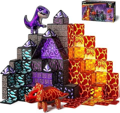 GobiDex 40-Piece Dinosaur Magnetic Tiles Set