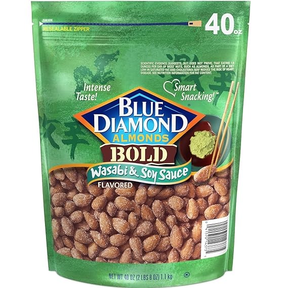 Blue Diamond Almonds Wasabi & Soy Sauce Snack Nuts, 40 oz