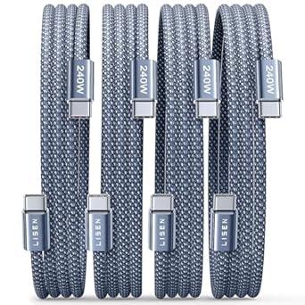 LISEN 6.6' 240W USB-C to USB-C Cable (4-Pack)