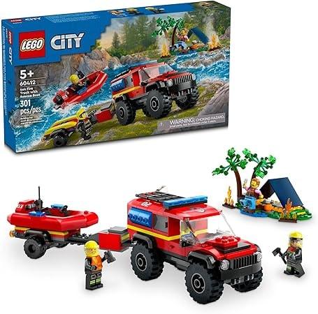 LEGO City 4x4 Fire Truck with Rescue Boat Set