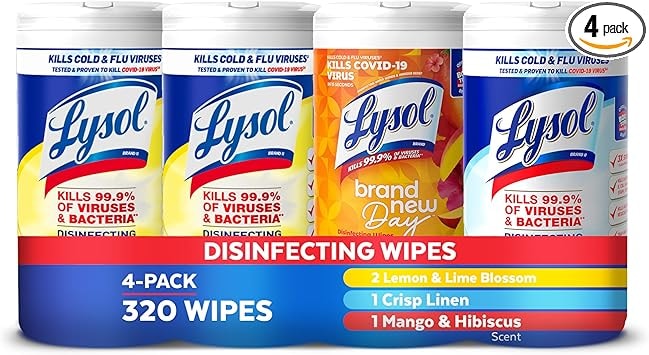 Lysol Disinfectant Wipes 4-Pack (320 Wipes Total)
