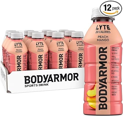 BODYARMOR Lyte Sports Drink, Peach Mango, 16 Oz, 12-Pack