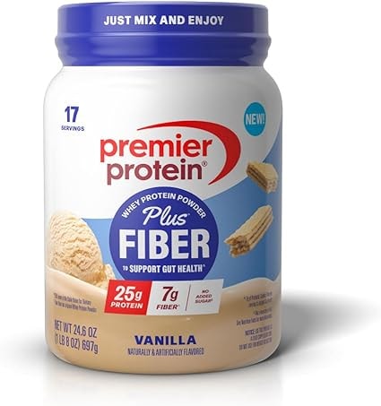 Premier Protein Powder Plus Fiber - Vanilla or Chocolate