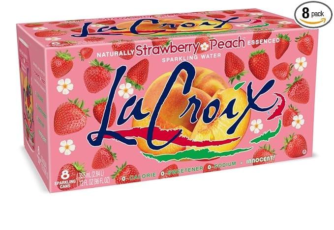 La Croix Sparkling Water, Strawberry Peach, 12-Oz Cans (8-Pack)