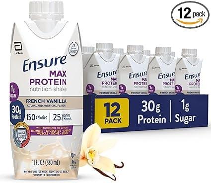 Ensure Max Protein Nutrition Shake, French Vanilla, 12-Pack