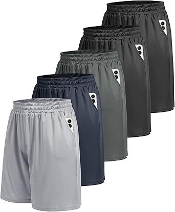 BOOJO Men's 5-Pack Athletic Gym Shorts with Pockets