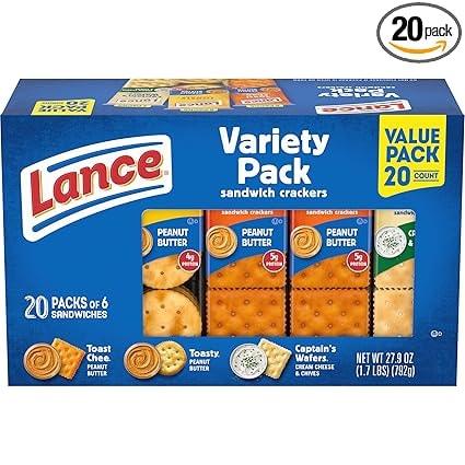 Lance Sandwich Crackers Variety Pack, 20 Count