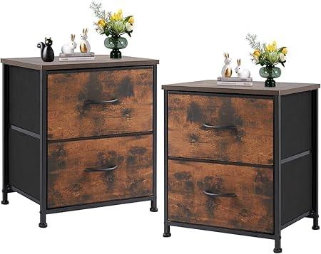 Sweetcrispy 2-Pack 2-Drawer Nightstands - Brown