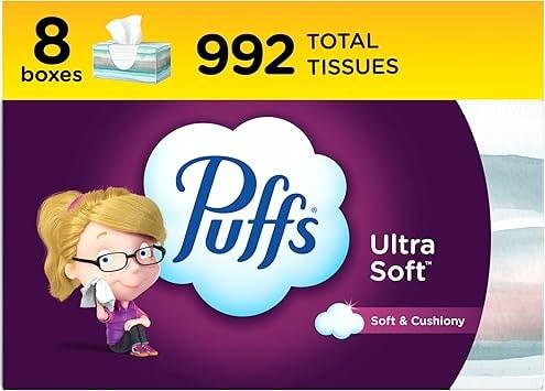 Puffs Ultra Soft Non-Lotion Facial Tissues, 8 Boxes