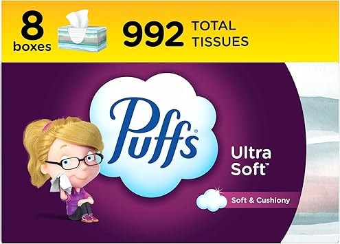 Puffs Ultra Soft Non-Lotion Facial Tissues, 8 Boxes